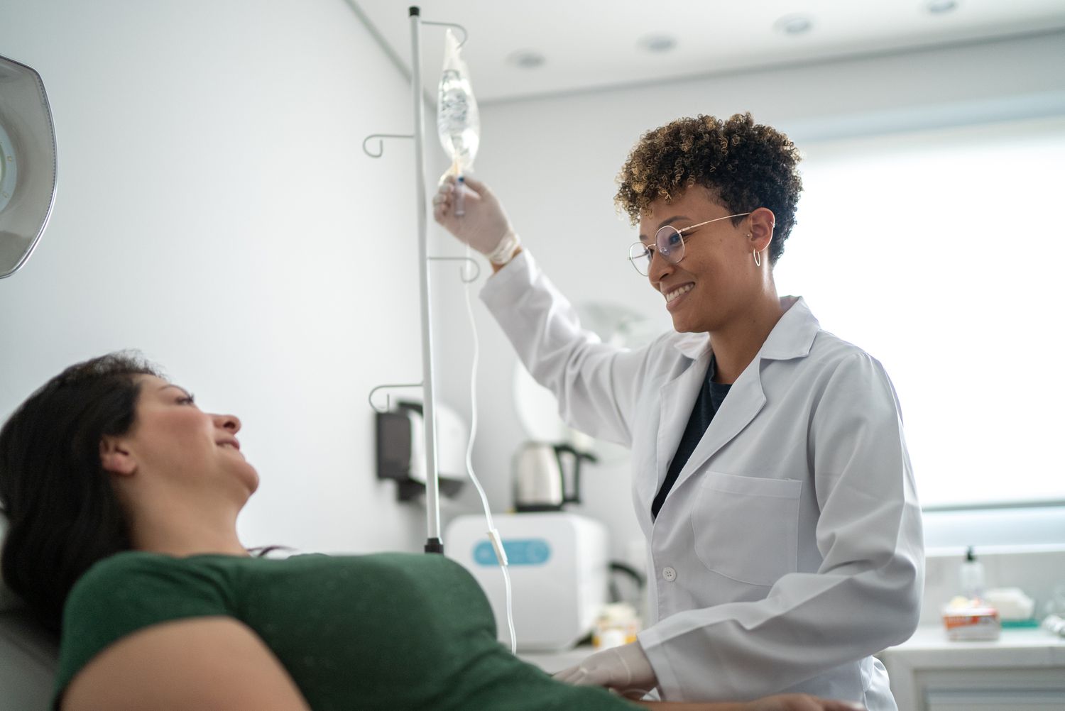 IV infusion bag filled with vitamins and antioxidants to boost immunity